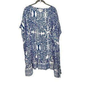 Nvelop Sun Tunic Top UVA UVP Protection Boho Beach Coverup Blue White Coral L/XL
